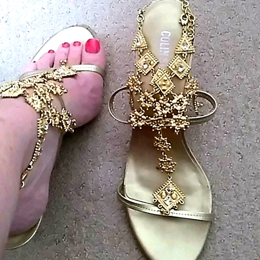 Colin Stuart Gold Bling Sandals Size 10